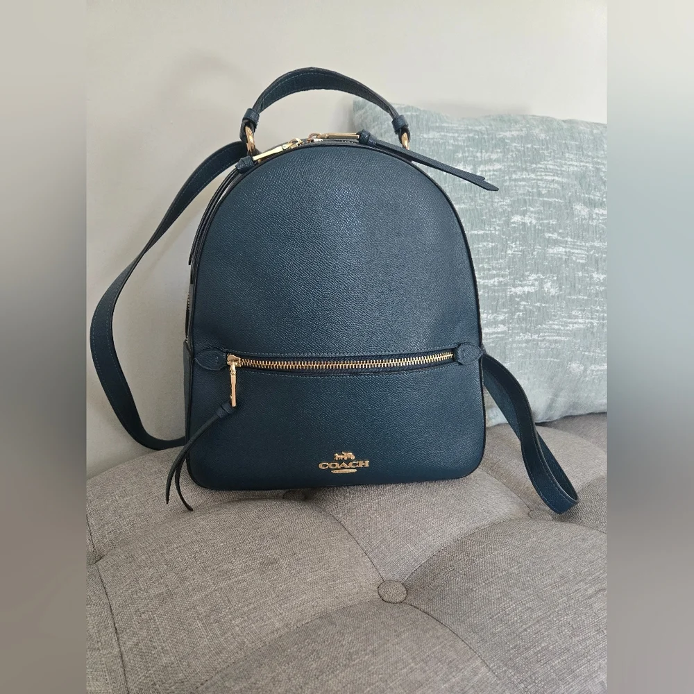 Coach "Jordyn"  Leather Backpack - Peacock Color - Picture 5 of 15